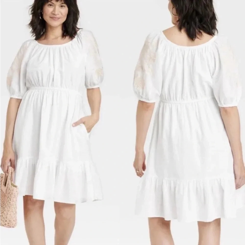 Knox Rose Women's 3/4 sleeve‎ embroidered dress XL